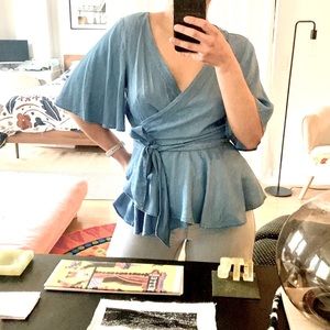 Flowy Denim Wrap-Up Shirt by LOFT